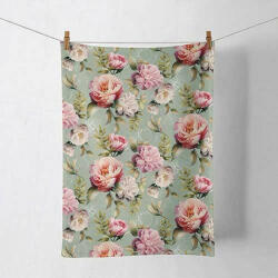 Ambiente Peonies composition green konyharuha 50x70cm, 100% pamut