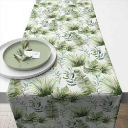 Ambiente Jungle Leaves white asztali futó 40x150cm, 100% pamut