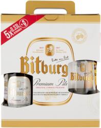 Bitburger Premium Pils Díszdoboz (5x0, 33 l üveg sör+1 pohár)
