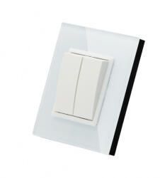 Smarthugo fehér üvegkeretes kettős alternatív villanykapcsoló - 106+6 (sh201201)