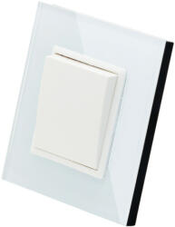 Smarthugo fehér üvegkeretes impulzus kapcsoló, Nyomógomb - 101N (sh101401)