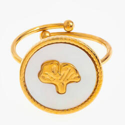 LAAVA Gyöngyházas aranyozott gyűrű fa szimbólummal (állítható méret)
