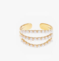 LAAVA Aranyozott gyűrű gyöngyökkel - 3 soros (állítható méret)