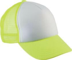 K-UP gyerek, hálós baseball sapka 5 paneles KP143, White/Fluorescent Yellow