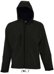 SOL'S REPLAY kapucnis cipzáras férfi softshell dzseki SO46602, Black-XS