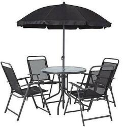 Strend Pro Set mobilier gradina/terasa, gri, 1 masa, 4 scaune, 1 umbrela, Leticia Grey (802099)