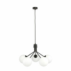 Emibig Lustra moderna neagra cu 5 globuri de sticla albe Nova (1138/5)