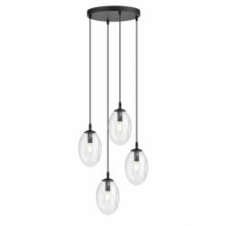 Emibig Lustra moderna rotunda neagra cu 4 pendule din sticla transparenta Astral (1265/4PREM)