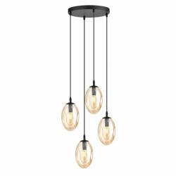 Emibig Lustra moderna rotunda neagra cu 4 pendule din sticla bej Astral (1267/4PREM)