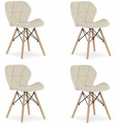 ARTOOL Set 4 scaune stil scandinav, Artool, Lago, catifea, lemn, bej, 47x52x74 cm (3800_1S)