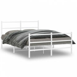 vidaXL fehér fém ágykeret fej- és lábtámlával 140 x 190 cm (355432) - balena