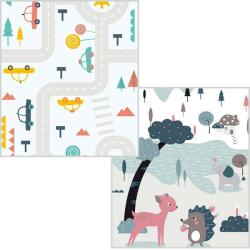 Kétoldalas habszivacs játszószőnyeg - autók és erdők - 198 x 177 x 0, 8 cm