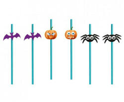 6 darabos papír szívószál - Halloween - Csokit vagy csalunk