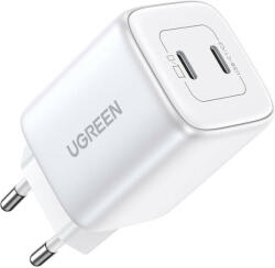 UGREEN Nexode 45 W táptöltő, 2x USB-C, PD3.0, QC4.0, GaN (fehér)