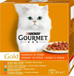 Gourmet Purina Gourmet Gold bucăți în sos mix (rață, păstrăv, iepure, vițel) 8x85g