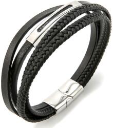 Troli Fekete bőr karkötő Leather VSB003SB-PET