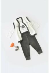 BabyCosy Set 3 piese Broscuta cu body, pantalonasi si vestuta din 80%bumbac organic si 20% poliester - Antracit, BabyCosy (Marime: 6-9 luni) (BC-CSYK6024-6)