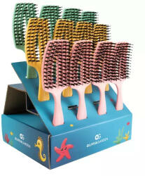 Olivia Garden Display cu 12 perii pentru copii cu peri naturali de mistret+nailon Finger Combo Kids Mini Yellow (5414343018175)