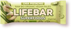 Lifefood Baton cu chia + orz verde si fistic raw Lifebar Bio, 47g, Lifefood