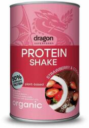 Dragon Superfoods Shake proteic capsuni si cocos 50% proteine bio, 450g, Dragon Superfoods