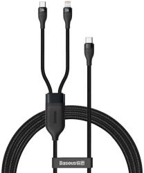 Baseus Кабел Baseus Flash Series 2-in-1 100W (CA1T2-F01), от USB C(м) към USB C(м) и Lightning(м), 1.2m, черен (CA1T2-F01)