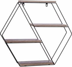 STILISTA Fali hatszögletű polc 51 x 58 x 11 cm sötét fa (40070324)
