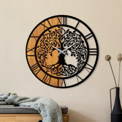 Butorpiac Wooden Clock - 64 Dekoratív fa falióra 56x56 Dió-Fekete (SAJASRD8683743421299F)