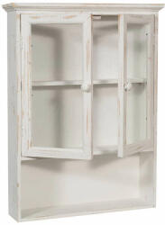  Rusztikus Fa Vitrines Fali Szekrény - Antik Fehér - 48x12x63 cm