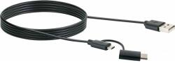 SCHWAIGER USB 2.0-A apa - MicroUSB/USB-C apa Adat- és töltőkábel 1m - Fekete (CK3112533) (CK3112533)
