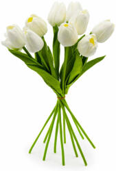  10 szálas tulipán csokor művirág - fehér (110639)
