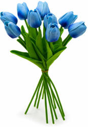  10 szálas tulipán csokor művirág - kék (110638)