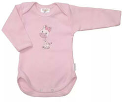 Babastar hosszú ujjú pamut body (74) Zsiráf It's a girl! rózsaszín - babyshopkaposvar