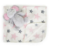 Cangaroo Ajándékdobozos plüss takaró (90x75 cm) - Plüss elefánt játékkal - Rózsaszín csillagok - babylion