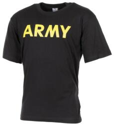 MFH Army rövid ujjú póló, fekete, rövid ujjakkal