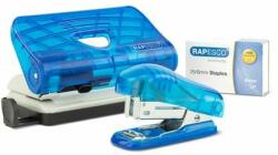 Rapesco Tűzõgép és lyukasztó szett 24/6, 26/6, 12 lap, RAPESCO, átlátszó kék, tűzõkapoccsal (2 db) (IR1719)