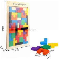 Wood Intellegence Fa tetris/puzzle logikai játék, 18 x 27 cm
