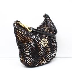 Zellia fekete / barna zebramintás női textil válltáska