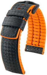 Hirsch Ayrton Fekete/Narancssárga Fekete csattal óraszíj - 24mm / L -120/80mm