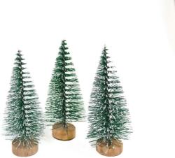  Fenyőfa dekoráció zöld havas 6 cm fatalpon 359012