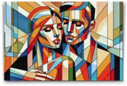  Gyémántszemes festmény - Egy szerelmes pár Méret: 40x60cm, Keretezés: Műanyagtáblával, Gyémántok: Négyzet alakú