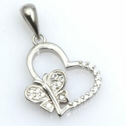 Aczél Zálogház és Ékszerszalon Új ezüst szív formájú pillangós köves medál
