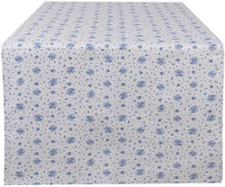Clayre & Eef Traversa masa bumbac alb albastru 50x140 cm (BRB64) Fata de masa