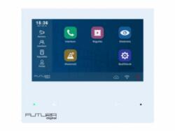 Futura Digital FU VIX-482 FUTURA digital IP videó lakáskészülék, 7"-os érintő kijelző, vezetékes vagy wireless csatlakozás, hívástovábbítás okostelefon app-ra, interkom, MicroSD kártyahely, PoE, 185x159x18, 5 mm (FU
