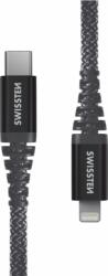 SWISSTEN 71544010 Kevlar USB Type-C apa - Lightning apa Adat és töltő kábel - Fekete (1.5m) (71544010)