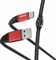 Hama 201540 USB Type-A apa - USB Type-C apa 2.0 Adat és töltő kábel - Fekete/Piros (1m) (201540)