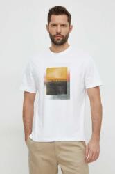 Calvin Klein tricou din bumbac bărbați, culoarea alb, cu imprimeu K10K112394 PPYH-TSM04N_00X