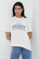 Tommy Jeans tricou din bumbac bărbați, culoarea verde, cu imprimeu DM0DM18287 PPYH-TSM03H_01X