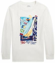 Ralph Lauren longsleeve din bumbac pentru copii culoarea alb, cu imprimeu PPYH-BUK005_00X