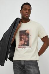 Calvin Klein tricou din bumbac bărbați, culoarea bej, cu imprimeu K10K112758 PPYH-TSM04Y_80X