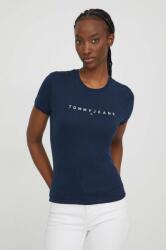 Tommy Jeans tricou din bumbac femei, culoarea albastru marin PPYH-TSD046_59X